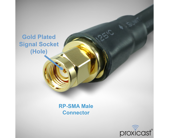 Proxicast RP SMA Male to N Male Premium Low-Loss Coaxial Cable (50 Ohm) for Connecting WiFi & Helium Miner (HNT Hotspots) to N-Female Antennas, RPSMA Cable Length: 36 ft, 3 image