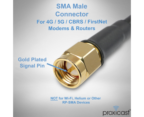 Proxicast 5-8 dBi 4G/5G External Magnetic High Gain Cell Antenna Compatible with Cisco, Cradlepoint, Netgear, Pepwave, MoFi, Digi, Sierra and Other Routers & Modems with SMA Connectors, 2 image