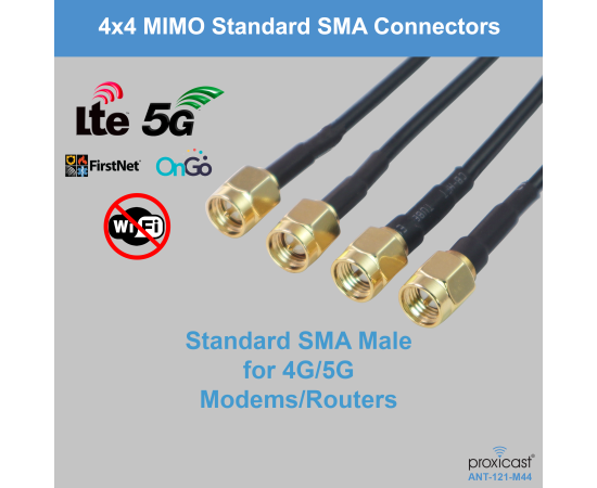 Proxicast Vandal Resistant 4x4 MIMO Low Profile 4G/5G Omni-Directional Screw Mount Antenna - 10 ft Coax Leads - for Cisco, Cradlepoint, Digi, Pepwave, Sierra Wireless and Others, # Elements: 4x4 MIMO, 3 image