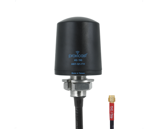 Proxicast Pro-Grade SISO 4G/5G Vandal Resistant Low-Profile Through-Hole Mount Omni-Directional Antenna, Color: Black, Cable Length: 2 ft