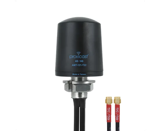 Proxicast Pro-Grade 2x2 MIMO 4G/5G Vandal Resistant Low-Profile Through-Hole Mount Omni-Directional Antenna, Color: Black, Cable Length: 2 ft