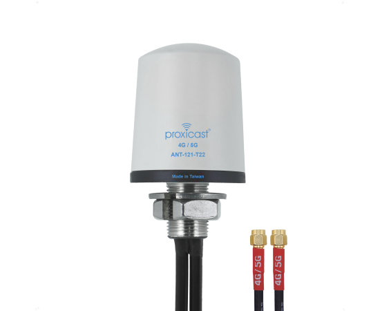 Proxicast Pro-Grade 2x2 MIMO 4G/5G Vandal Resistant Low-Profile Through-Hole Mount Omni-Directional Antenna, Color: White, Cable Length: 6 ft