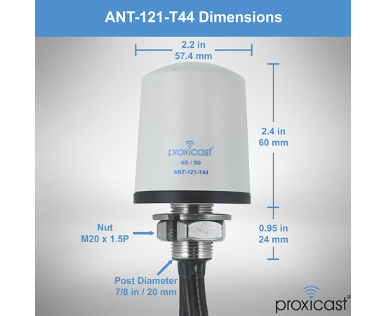 Proxicast Pro-Grade 4x4 MIMO 4G/5G Vandal Resistant Low-Profile Through-Hole Mount Omni-Directional Antenna, Color: White, Cable Length: 6 ft, 7 image