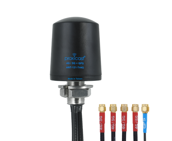 Proxicast Pro-Grade 5-in-1 Combo Antenna - 4x4 MIMO 5G + GPS - Vandal Resistant Low Profile Omnidirectional Hole Mount, Color: Black, Cable Length: 2 ft