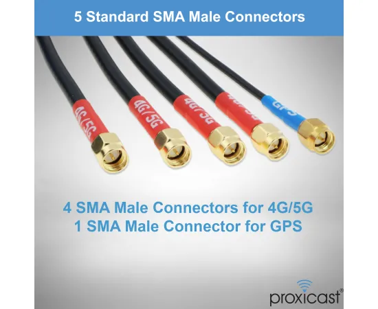 Proxicast Pro-Grade 5-in-1 Combo Antenna - 4x4 MIMO 5G + GPS - Vandal Resistant Low Profile Omnidirectional Hole Mount, Color: Black, Cable Length: 6 ft, 2 image