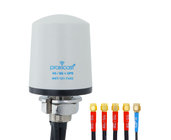 Proxicast Pro-Grade 5-in-1 Combo Antenna - 4x4 MIMO 5G + GPS - Vandal Resistant Low Profile Omnidirectional Hole Mount, Color: White, Cable Length: 6 ft