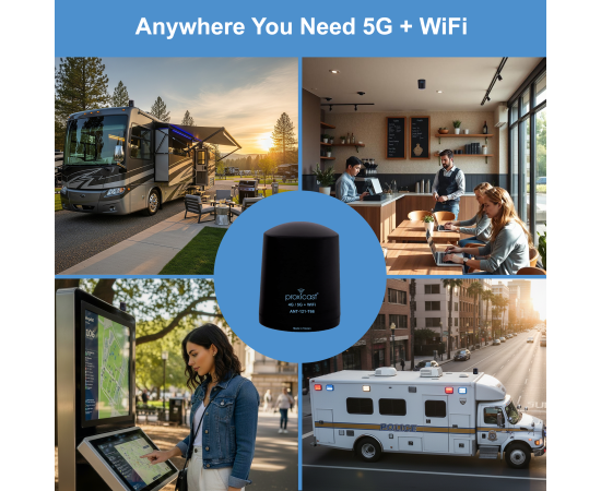 Proxicast Pro-Grade 6-in-1 Low-Profile Omni-Directional MIMO Through Hole Mount Antenna - (4x 5G + 2x WiFi) - 2 ft Coax - Black, 2 image