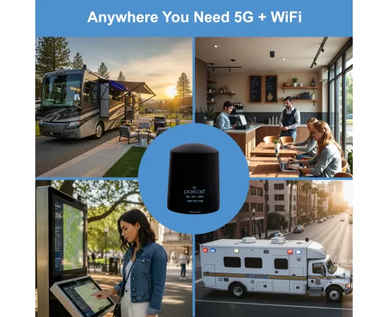 Proxicast Pro-Grade 6-in-1 Low-Profile Omni-Directional MIMO Through Hole Mount Antenna - (4x 5G + 2x WiFi) - 2 ft Coax - Black, 2 image