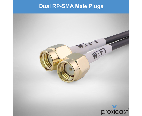 Proxicast Ultra Low Profile Triple Band Wi-Fi MIMO Puck Antenna for All Wi-Fi Frequencies (2.4, 5.8, 6 GHz) - Through Hole Screw Mount - 3 ft Coax Lead w/RP-SMA, 3 image
