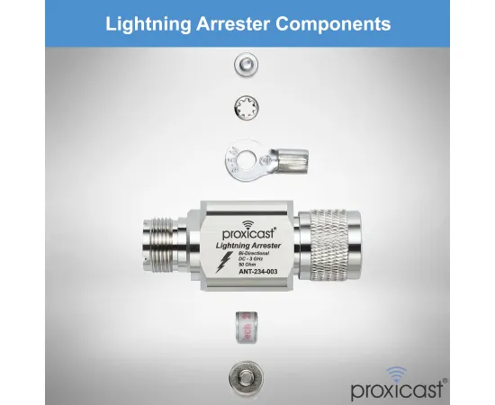 Coaxial Lightning Arrester/Suppressor with PL-259 & SO-239 (M/F) Connectors - Pro-Grade Coax Cable Surge Protector for HF, VHF, UHF, CB, Ham, Two-Way Radio and Other Antennas, Gender: UHF Male / UHF Female - V3, 7 image