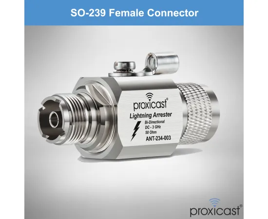 Coaxial Lightning Arrester/Suppressor with PL-259 & SO-239 (M/F) Connectors - Pro-Grade Coax Cable Surge Protector for HF, VHF, UHF, CB, Ham, Two-Way Radio and Other Antennas, Gender: UHF Male / UHF Female - V3, 4 image