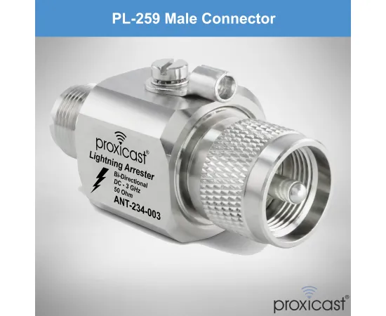 Coaxial Lightning Arrester/Suppressor with PL-259 & SO-239 (M/F) Connectors - Pro-Grade Coax Cable Surge Protector for HF, VHF, UHF, CB, Ham, Two-Way Radio and Other Antennas, Gender: UHF Male / UHF Female - V3, 3 image