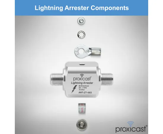 Coaxial Lightning Arrester/Suppressor with 75 Ohm F Female Connectors - Pro-Grade Coax Cable Surge Protector for Television (TV) / Satellite Dish Antennas & Cable Internet Use, Gender: F Female / F Female - V3, 7 image