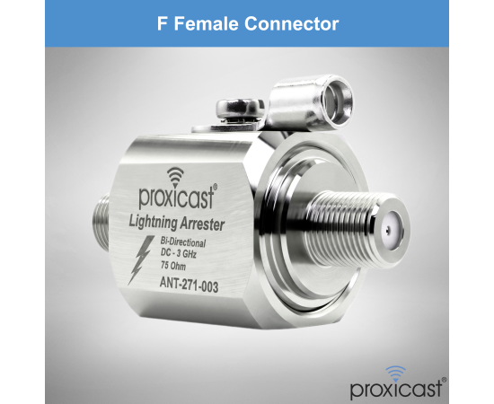 Coaxial Lightning Arrester/Suppressor with 75 Ohm F Female Connectors - Pro-Grade Coax Cable Surge Protector for Television (TV) / Satellite Dish Antennas & Cable Internet Use, Gender: F Female / F Female - V3, 2 image