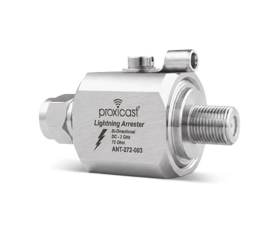 Coaxial Lightning Arrester/Suppressor with Male/Female 75 Ohm F Connectors - Pro-Grade Coax Cable Surge Protector for Television (TV) / Satellite Dish Antennas & Cable, Gender: F Male / F Female - V3