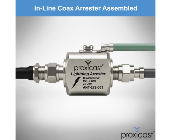 Coaxial Lightning Arrester/Suppressor with Male/Female 75 Ohm F Connectors - Pro-Grade Coax Cable Surge Protector for Television (TV) / Satellite Dish Antennas & Cable, Gender: F Male / F Female - V3, 5 image
