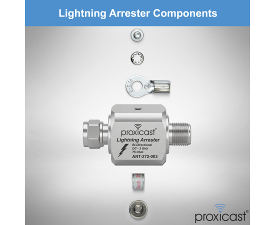 Coaxial Lightning Arrester/Suppressor with Male/Female 75 Ohm F Connectors - Pro-Grade Coax Cable Surge Protector for Television (TV) / Satellite Dish Antennas & Cable, Gender: F Male / F Female - V3, 6 image