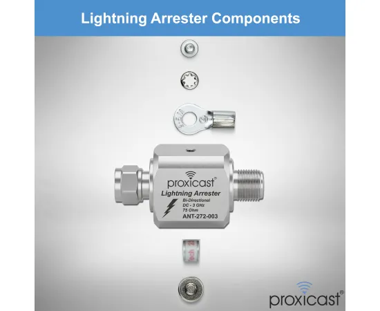 Coaxial Lightning Arrester/Suppressor with Male/Female 75 Ohm F Connectors - Pro-Grade Coax Cable Surge Protector for Television (TV) / Satellite Dish Antennas & Cable, Gender: F Male / F Female - V3, 6 image