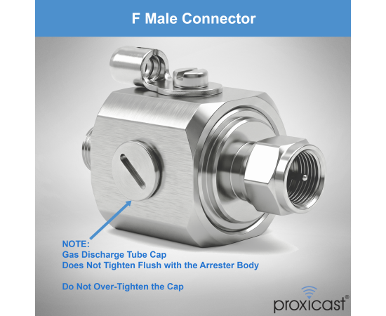 Coaxial Lightning Arrester/Suppressor with Male/Female 75 Ohm F Connectors - Pro-Grade Coax Cable Surge Protector for Television (TV) / Satellite Dish Antennas & Cable, Gender: F Male / F Female - V3, 3 image