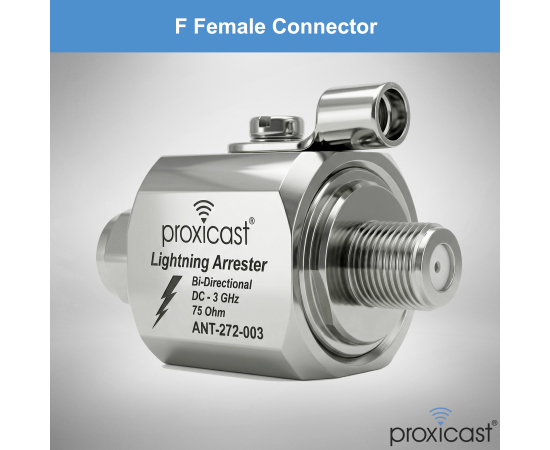 Coaxial Lightning Arrester/Suppressor with Male/Female 75 Ohm F Connectors - Pro-Grade Coax Cable Surge Protector for Television (TV) / Satellite Dish Antennas & Cable, Gender: F Male / F Female - V3, 2 image