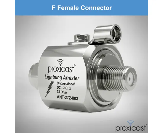Coaxial Lightning Arrester/Suppressor with Male/Female 75 Ohm F Connectors - Pro-Grade Coax Cable Surge Protector for Television (TV) / Satellite Dish Antennas & Cable, Gender: F Male / F Female - V3, 2 image