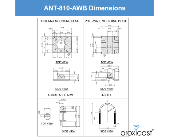 Proxicast Universal Wall/Pole Mount Adjustable Articulated Bracket for Outdoor Antennas, Cameras, Lights, Speakers, etc - Not for Mounting TVs or Monitors, 8 image