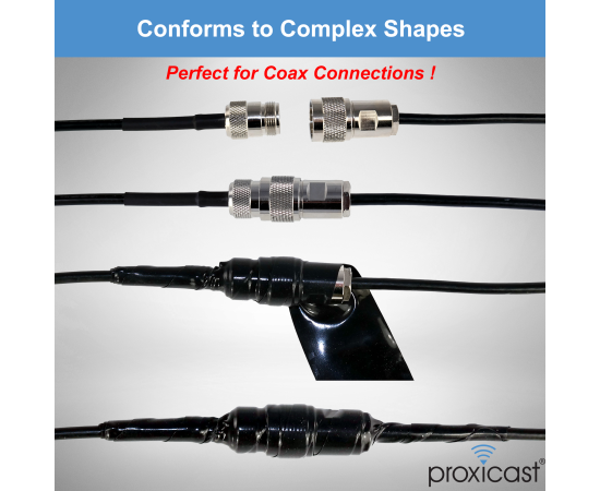 Proxicast Pro-Grade Extra Strong Weatherproof Self-Bonding 30mil Silicone Sealing Tape For Coax Connectors (1.5" x 15' roll), Color: Black, 6 image
