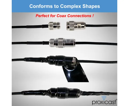 Proxicast Pro-Grade Extra Strong Weatherproof Self-Bonding 30mil Silicone Sealing Tape For Coax Connectors (1.5" x 15' roll), Color: Black, 6 image
