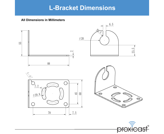 Stainless Steel L-Bracket, U-Bolt, Clamp & Fasteners for Wall or Pole Mounting for Through-Hole Antenna Posts up to 20 mm (7/8"), 3 image