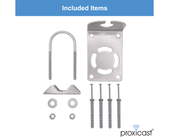 Stainless Steel L-Bracket, U-Bolt, Clamp & Fasteners for Wall or Pole Mounting for Through-Hole Antenna Posts up to 20 mm (7/8"), 2 image
